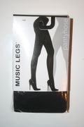 BLACK LADIES OPAQUE TIGHTS  WITH FEET .... 100-170 LBS BY MUSIC LEGS... NEW IN PACKAGE