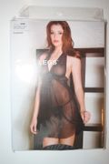BLACK MESH HALTER V-NECK  MINI LINGERIE WITH THONG 100-175 LBS ...NEW IN PACKAGE