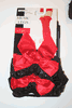 BLACK OPAQUE THIGH HIGH STOCKING WITH BLACK RIBBON AND RED BOW BY MUSIC LEGS ... 100-175 LBS ... NEW