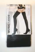 BLACK OPAQUE THIGH HIGH STOCKINGS  BY MUSIC LEGS 100-175 LBS ...NEW