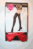 BLACK  OPAQUE THIGH HIGH STOCKINGS WITH RED SATIN BOW IN FRONT ... 100- 175 LBS ... NEW IN PACKAGE