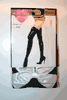 BLACK OPAQUE THIGH HIGH STOCKINGS WITH WHITE SATIN BOW .. 100-175 LBS .. NEW IN PACKAGE