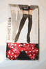 BLACK OPAQUE THIGH HIGHS STOCKINGS WITH RED POLKA DOT BOW BY MUSIC LEGS 100-175 LBS ... NEW