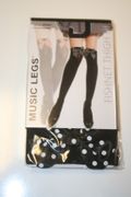 BLACK OPAQUETHIGH HIGH STOCKING WITH BLACK AND WHITE POLKA DOT BOW ...100 -175 LBS NEW