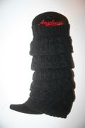 BLACK PAIR OF LADIES LEG WARMERS LEGGINGS BY ANGELINA ... ONE SIZE FITS ALL .. NEW