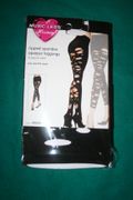 BLACK RIPPED SPANDEX OPAQUE LEGGINGS TIGHTS BY MUSIC LEGS .. 100-175 LBS .. NEW IN PACKAGE
