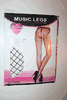 BLACK SEAMLESS SUSPENDER FISHNET PANTYHOSE  WITH TIE BOW BY MUSIC LEGS 100-175  LBS...NEW