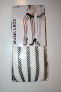 BLACK & WHITE HORIZONTAL STRIPED MESH STOCKINGS THIGH HIGHS .. NEW IN PACKAGE