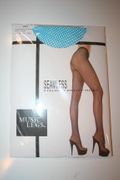 BLUE FISHNET SEAMLESS FISHNET PANTYHOSE BY MUSIC LEGS .. 100-175 LBS .. NEW IN PACKAGE