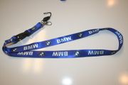 BMW HIGH GLOSS BLUE CAR AUTOMOBILE LANYARD KEYCHAIN PASSHOLDER .... NEW