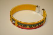 BOB MARLEY YELLOW PICTURE FLEXIBLE METAL NYLON BRACELET WRIST BAND REGGAE LEGEND