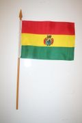 BOLIVIA COUNTRY 4" X 6" SMALL STICK FLAGS WITH 10" POLE .. NEW