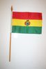BOLIVIA COUNTRY 4" X 6" SMALL STICK FLAGS WITH 10" POLE .. NEW