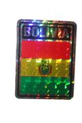 BOLIVIA SQUARE COUNTRY FLAG METALLIC BUMPER STICKER DECAL .. SIZE  3" X 4" INCHES .. NEW