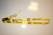 BOLIVIA YELLOW HIGH GLOSS COUNTRY FLAG LANYARD KEYCHAIN PASSHOLDER .. NEW