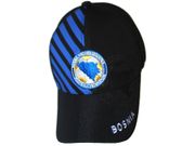 BOSNIA & HERZEGOVINA BLACK WITH BLUE STRIPES  FLEXFIT HAT CAP .. FIFA SOCCER WORLD CUP .. NEW