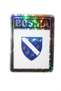  BOSNIA SQUARE COUNTRY FLAG METALLIC BUMPER STICKER DECAL .. SIZE  3" X 4" INCHES .. NEW