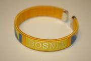 BOSNIA YELLOW COUNTRY FLAG FLEXIBLE METAL NYLON BRACELET WRIST BAND ... NEW