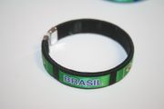 BRASIL BLACK COUNTRY FLAG FLEXIBLE C BRACELET WRISTBAND .. BRAZIL .. NEW