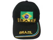 BRASIL BRAZIL BLACK COUNTRY FLAG EMBOSSED HAT CAP .. NEW
