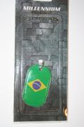BRASIL BRAZIL COUNTRY FLAG METAL DOG TAG NECKLACE PENDANT .. FIFA WORLD CUP FOOTBALL ... NEW