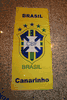 BRASIL CANARINHO FIFA WORLD CUP 4 STAR LOGO LARGE BANNER WALL HANGING... BRAZIL SOCCER FOOTBALL .. NEW