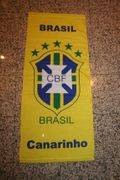 BRASIL CANARINHO FIFA WORLD CUP 4 STAR LOGO LARGE BANNER WALL HANGING... BRAZIL SOCCER FOOTBALL .. NEW