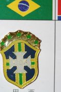 BRASIL CBF FIFA WORLD CUP SOCCER FOOTBALL 5 STAR LOGO PIN .. BRAZIL ... NEW