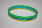 BRASIL COUNTRY FLAG COLORS LAYERED SILICONE BRACELET WRISTBAND ...FIFA WORLD CUP BRAZIL FOOTBALL....NEW