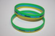 BRASIL COUNTRY FLAG COLORS LAYERED SILICONE  BRACELETS WRISTBANDS  .... BRAZIL FIFA WORLD CUP .... NEW