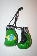 BRASIL COUNTRY FLAG PAIR OF MINIATURE BOXING GLOVES .. BRAZIL .. NEW