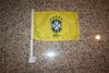 BRASIL FIFA WORLD CUP SOCCER FOOTBALL 5 STAR LOGO YELLOW CAR AUTOMOBILE FLAG WITH POLE .. NEW