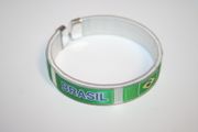 BRASIL WHITE COUNTRY FLAG FLEXIBLE C BRACELET WRISTBAND ... BRAZIL ..NEW