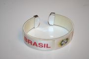 BRASIL WHITE SUPER THICK FIFA WORLD CUP 5 STAR LOGO BRACELET WRISTBAND ..  BRAZIL FOOTBALL SOCCER .. NEW