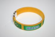 BRASIL YELLOW COUNTRY FLAG FLEXIBLE C BRACELET WRISTBAND ... FIFA WORLD CUP SOCCER FOOTBALL BRAZIL .. NEW