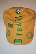 BRASIL YELLOW COUNTRY FLAG  MILITARY HAT CAP ... FIFA WORLD CUP SOCCER FOOTBALL ... NEW