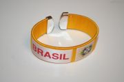 BRASIL YELLOW SUPER THICK FIFA WORLD CUP 5 STAR LOGO BRACELET WRISTBAND .. BRAZIL FOOTBALL SOCCER .. NEW