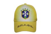 BRASIL YELLOW WHITE ,5 STARS CBF LOGO FIFA WORLD CUP EMBROIDERED SOCCER HAT CAP.