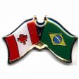 BRAZIL / CANADA COUNTRY FLAG SMALL METAL FRIENDSHIP LAPEL PIN BADGE .. BRASIL .. NEW