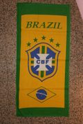 BRAZIL FIFA WORLD CUP LOGO YELLOW & GREEN BEACH TOWEL .. SOCCER FOOTBALL ... NEW