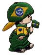 BRAZIL LITTLE BOY COUNTRY FLAG IRON ON EMBROIDERED PATCH CREST BADGE .. BRASIL .. NEW