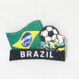 BRAZIL SOCCER BALL FOOTBALL IRON ON EMBROIDERED PATCH CREST BADGE .. BRASIL ... NEW