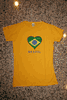 BRAZIL YELLOW WOMEN'S LADIES T-SHIRT TOP WITH A BRASILIAN COUNTRY FLAG HEART .. SIZE SMALL & MEDIUM ONLY .. NEW