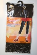 BROWN FOOTLESS TIGHTS WITH LACE BOTTOM BY ANGELINA ... 100-175 LBS ...NEW