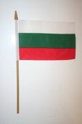 BULGARIA COUNTRY 4" X 6" SMALL STICK FLAGS WITH 10" POLE .. NEW