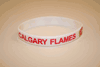 CALGARY FLAMES WHITE SILICONE BRACELET WITH LOGO (ADULT AND KIDS SIZES)