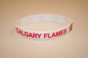 CALGARY FLAMES WHITE SILICONE BRACELET WITH LOGO (ADULT AND KIDS SIZES)