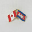 CAMBODIA / CANADA COUNTRY FLAG SMALL METAL FRIENDSHIP  LAPEL PIN BADGE .. NEW