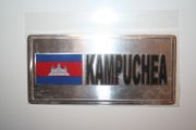 CAMBODIA KAMPUCHEA COUNTRY FLAG SMALL METAL LICENSE PLATE DECAL STICKER EMBLEM .. NEW