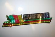 CAMEROON COUNTRY FLAG LONG METALIC CAR AUTOMOBILE BUMPER STICKER DECA EMBLEM .. FIFA WORLD CUP SOCCER FOOTBALL .. NEW